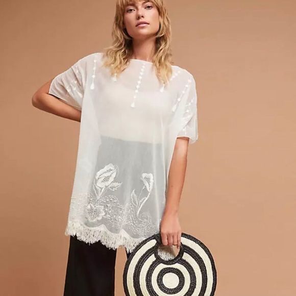 Anthropologie Blusa Palmeras Poncho NWT